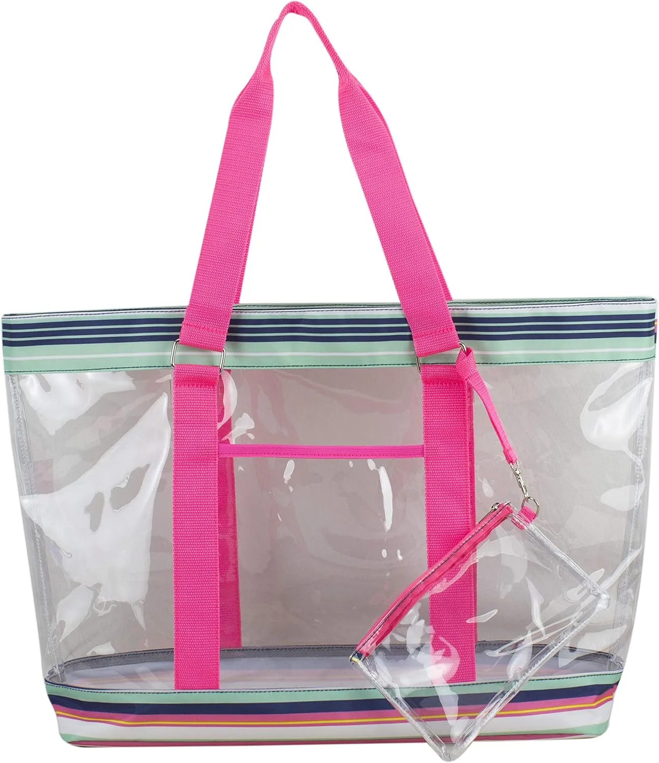 Eastsport Transparent Large Clear Tote Bag for Women Beach Bag Clear Purse Work Bag Shoulder Bag Work Tote with Zipper