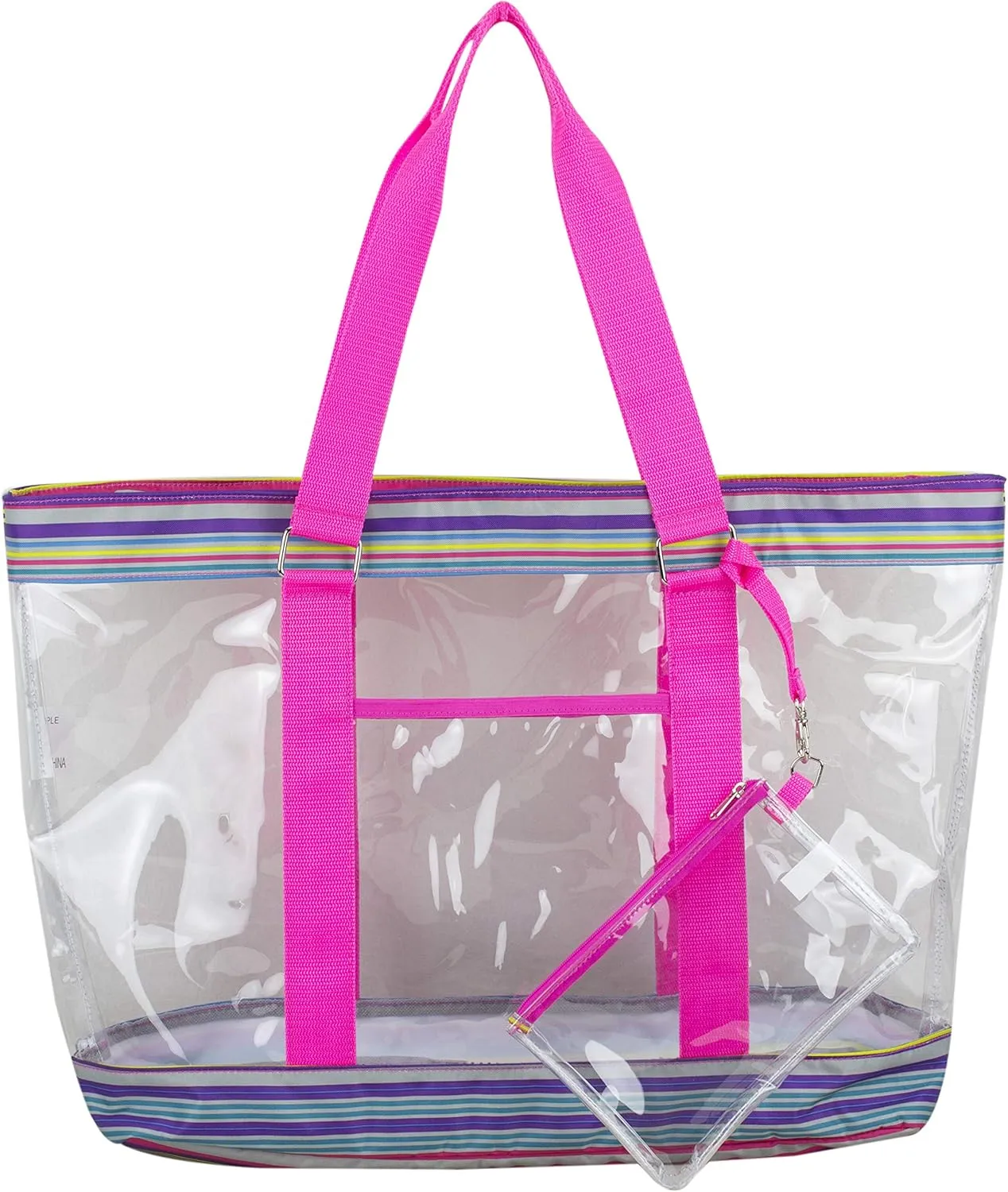 Eastsport Transparent Large Clear Tote Bag for Women Beach Bag Clear Purse Work Bag Shoulder Bag Work Tote with Zipper