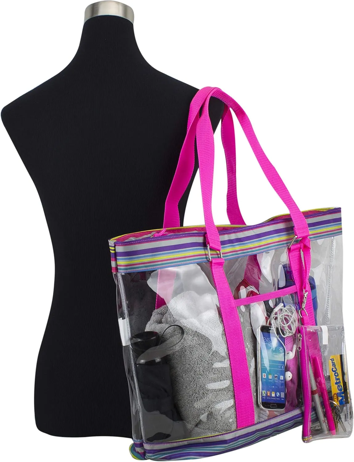 Eastsport Transparent Large Clear Tote Bag for Women Beach Bag Clear Purse Work Bag Shoulder Bag Work Tote with Zipper