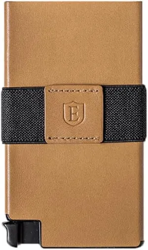 Ekster Senate Cardholder Wallet for Men | Slim Card Holder for Men w/RFID Blocking Layer | Minimalist Wallet w/Push Button for Quick Card Access | Roma Cognac