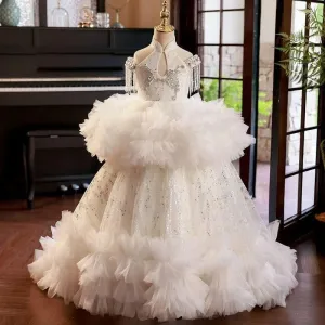 Elegant Princess Dress Luxurious Crystal Embellished Dress Classic and Modern Fusion Children's Princess Dress