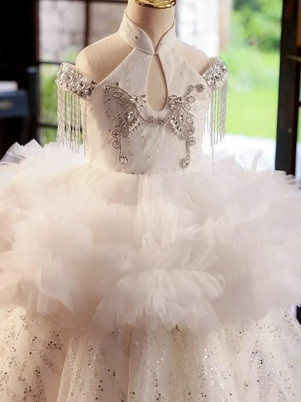 Elegant Princess Dress Luxurious Crystal Embellished Dress Classic and Modern Fusion Children's Princess Dress