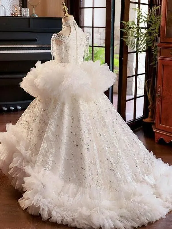 Elegant Princess Dress Luxurious Crystal Embellished Dress Classic and Modern Fusion Children's Princess Dress
