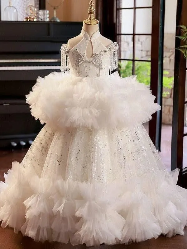 Elegant Princess Dress Luxurious Crystal Embellished Dress Classic and Modern Fusion Children's Princess Dress