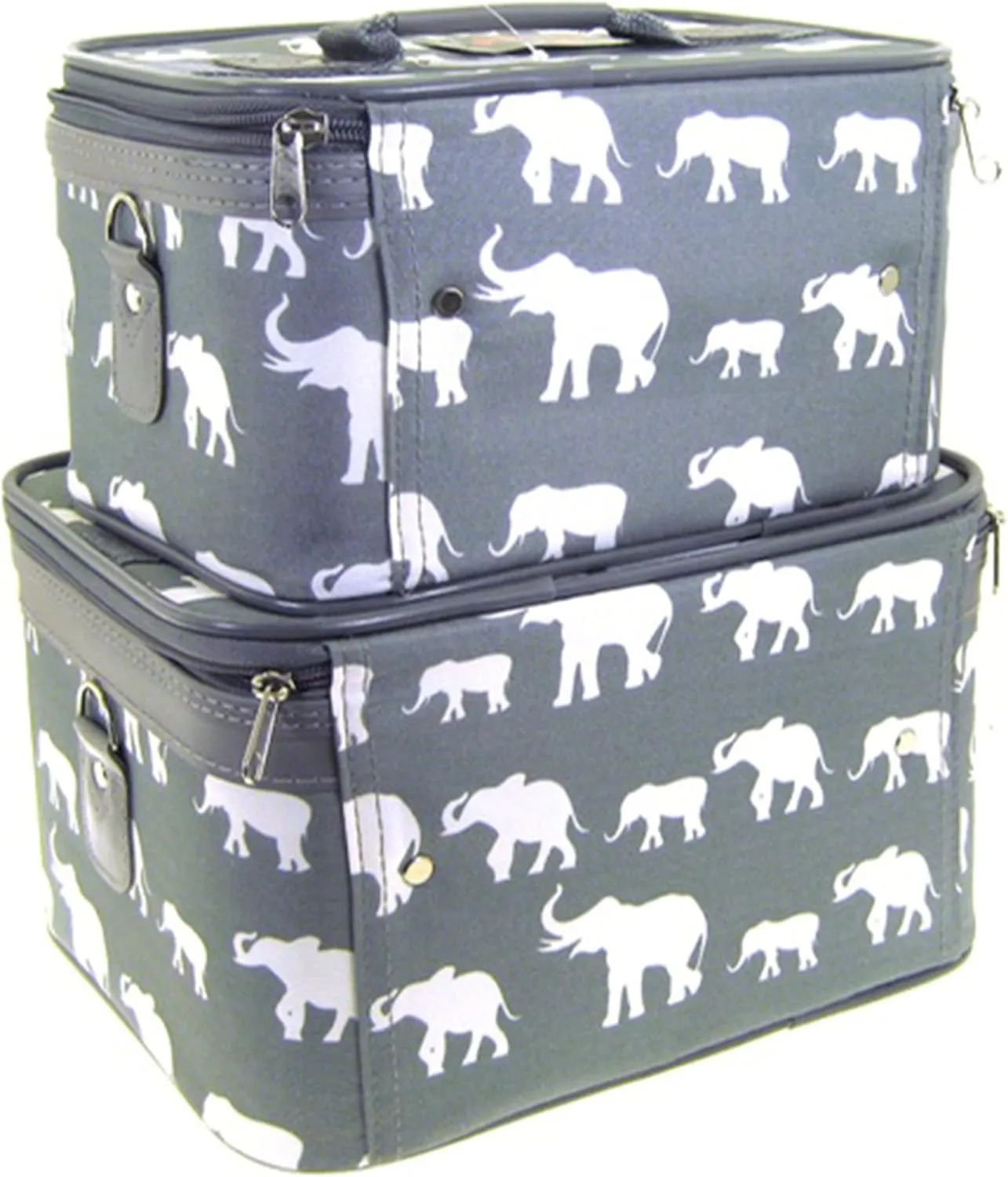 Elephant Print 2 Piece Train Case Cosmetic Set Travel Toiletry Luggage