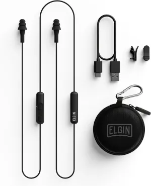 Elgin Ruckus Wireless Bluetooth Earplug Headphones, 25 dB Noise Reduction Ear Plug Earbuds, Noise Cancelling Mic, 12 Hour Battery, IP65 sweatproof, OSHA Compliant Hearing Protection, Work Safety