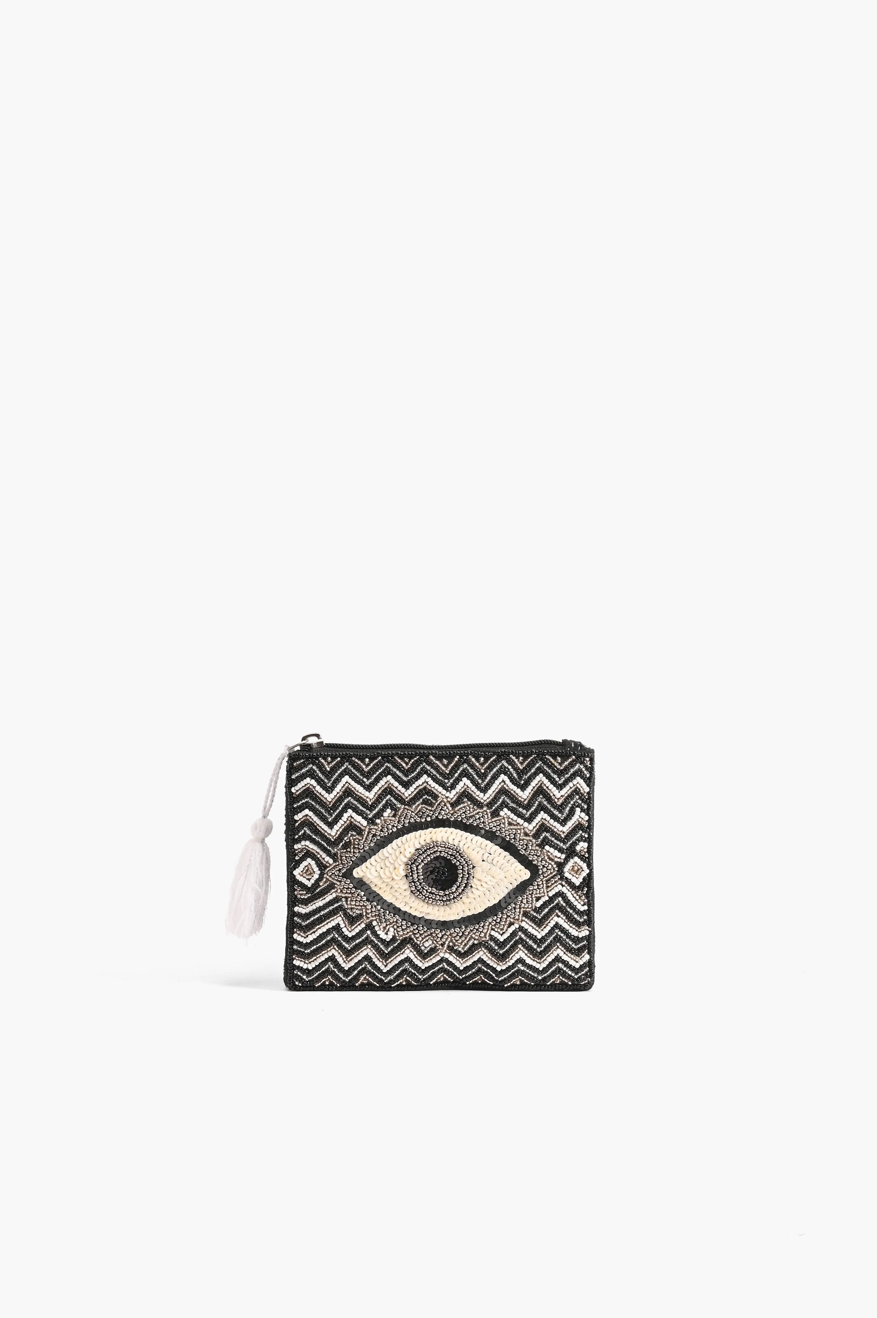 Embellished Evil Eye Coin Bag - Green