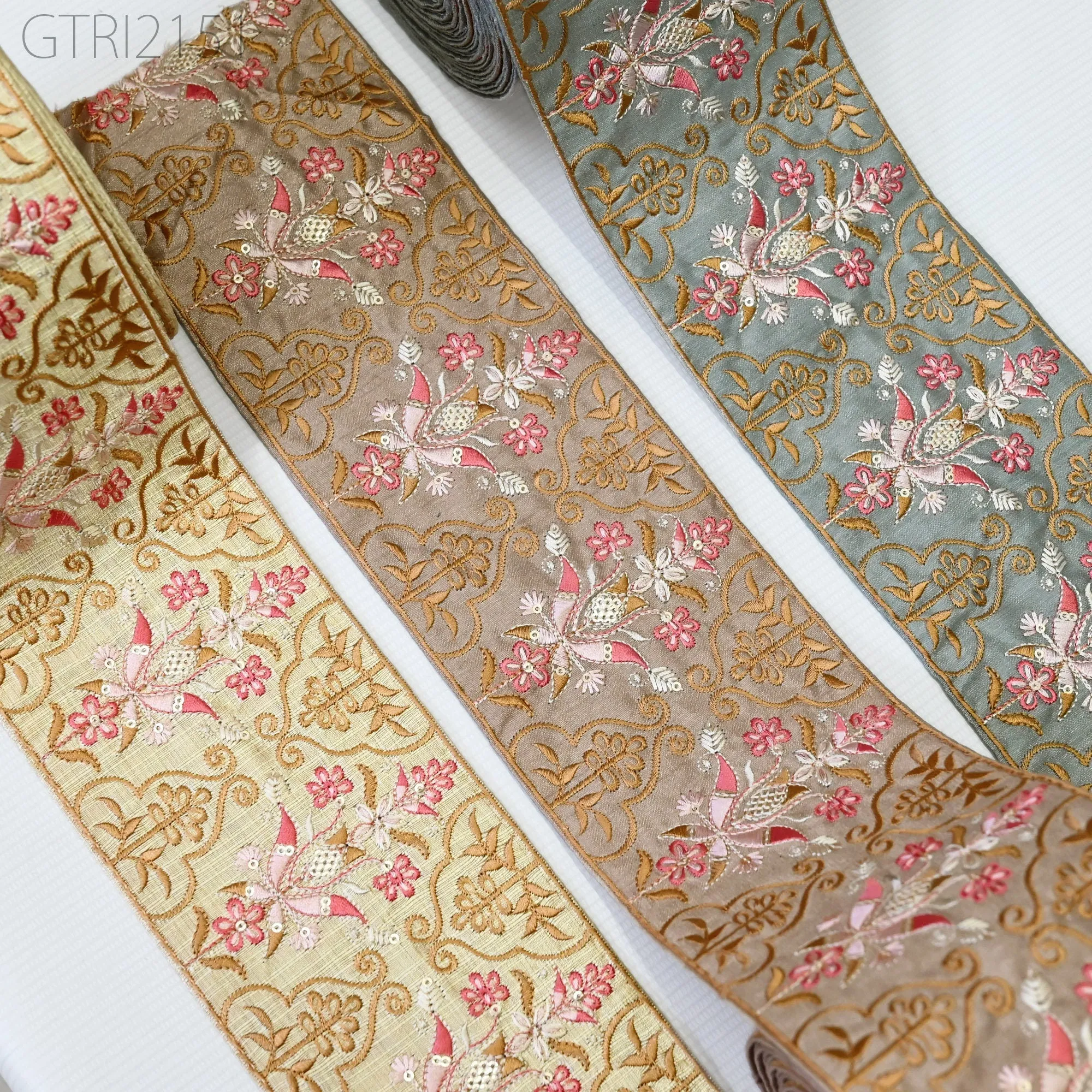 Embroidered Fabric 10 Cm Trim By 3 Yard Indian Embroidery Sari Border Crafting Saree Sewing Decorative Beach Bag Cushions Ribbons Tape