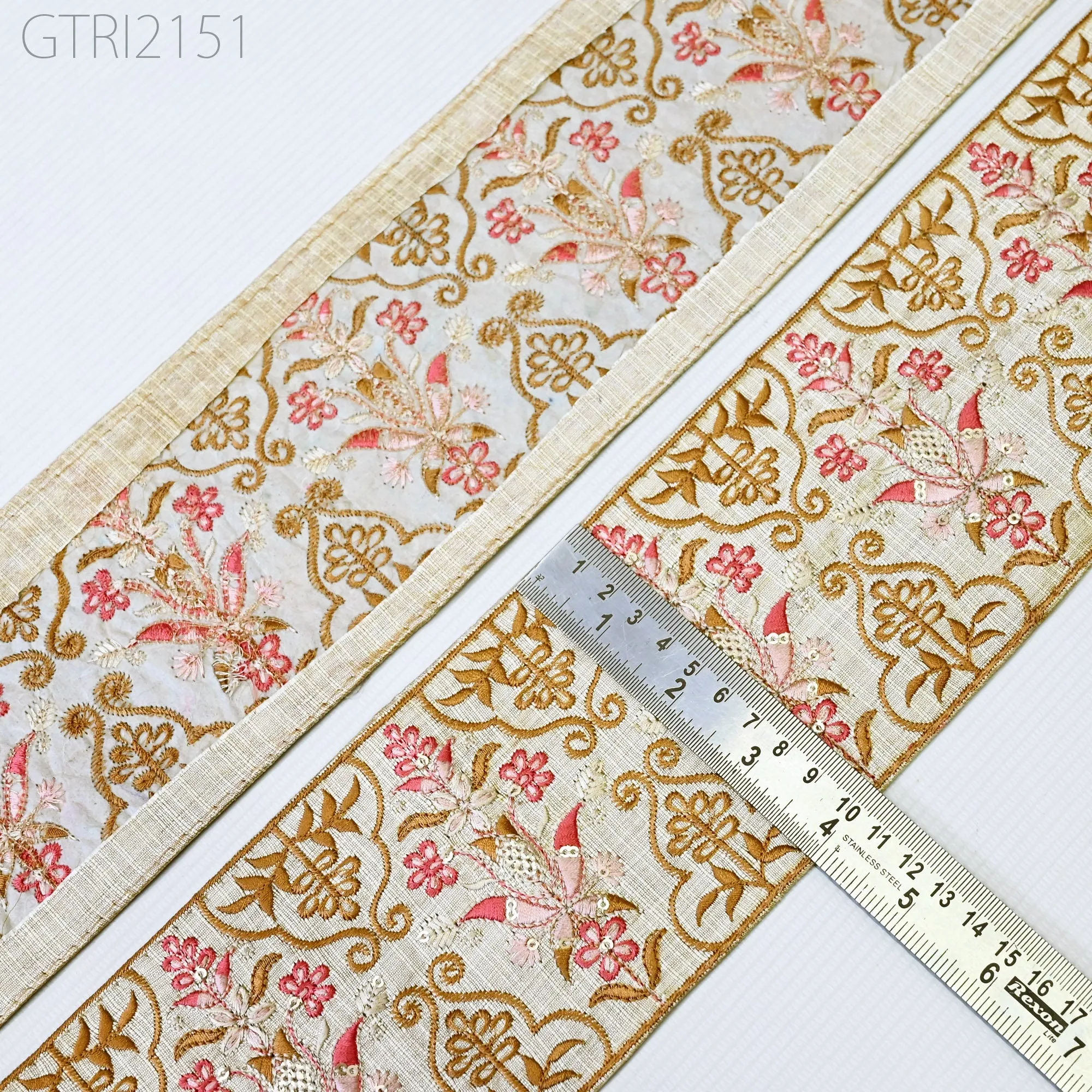 Embroidered Fabric 10 Cm Trim By 3 Yard Indian Embroidery Sari Border Crafting Saree Sewing Decorative Beach Bag Cushions Ribbons Tape