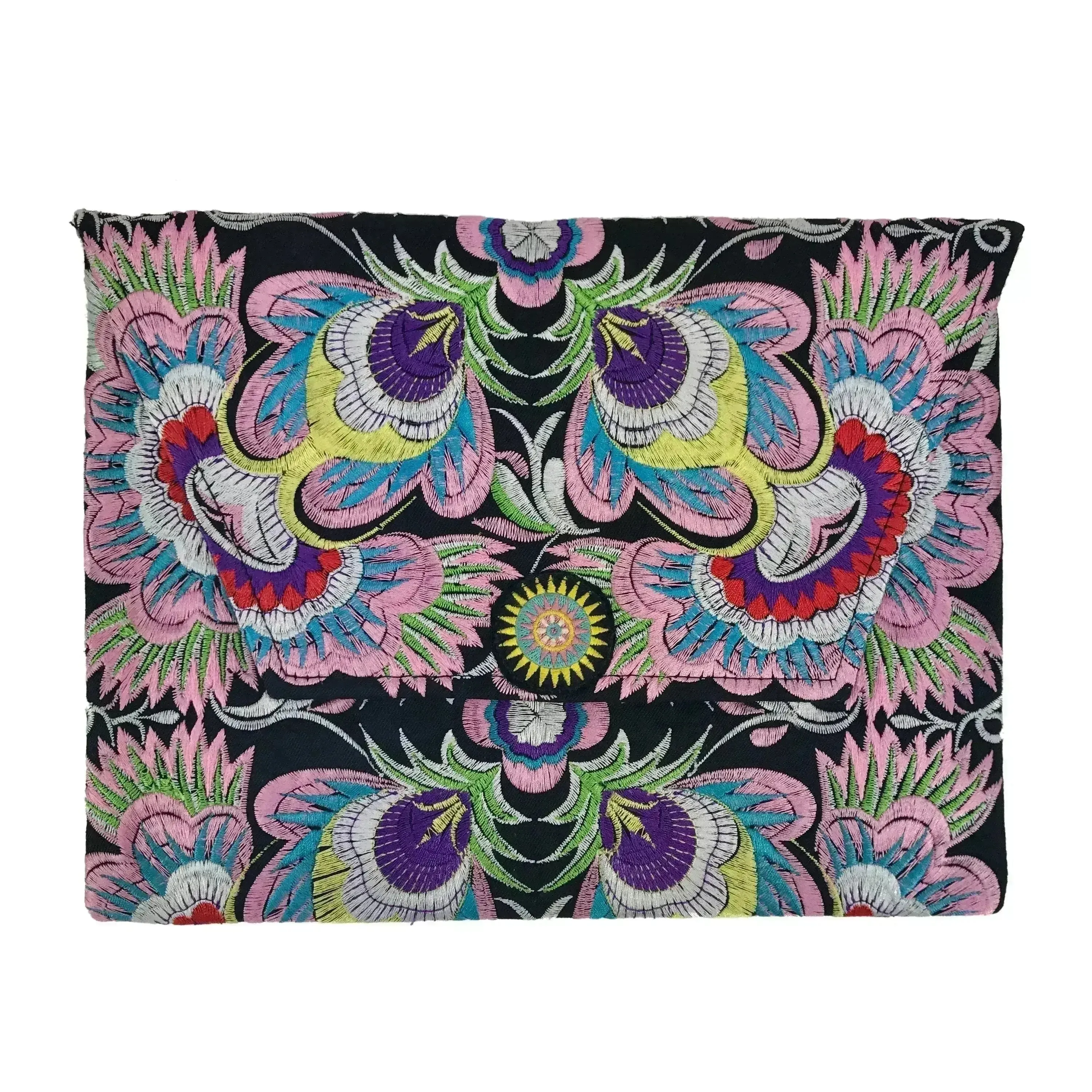 Embroidered Flower Clutch