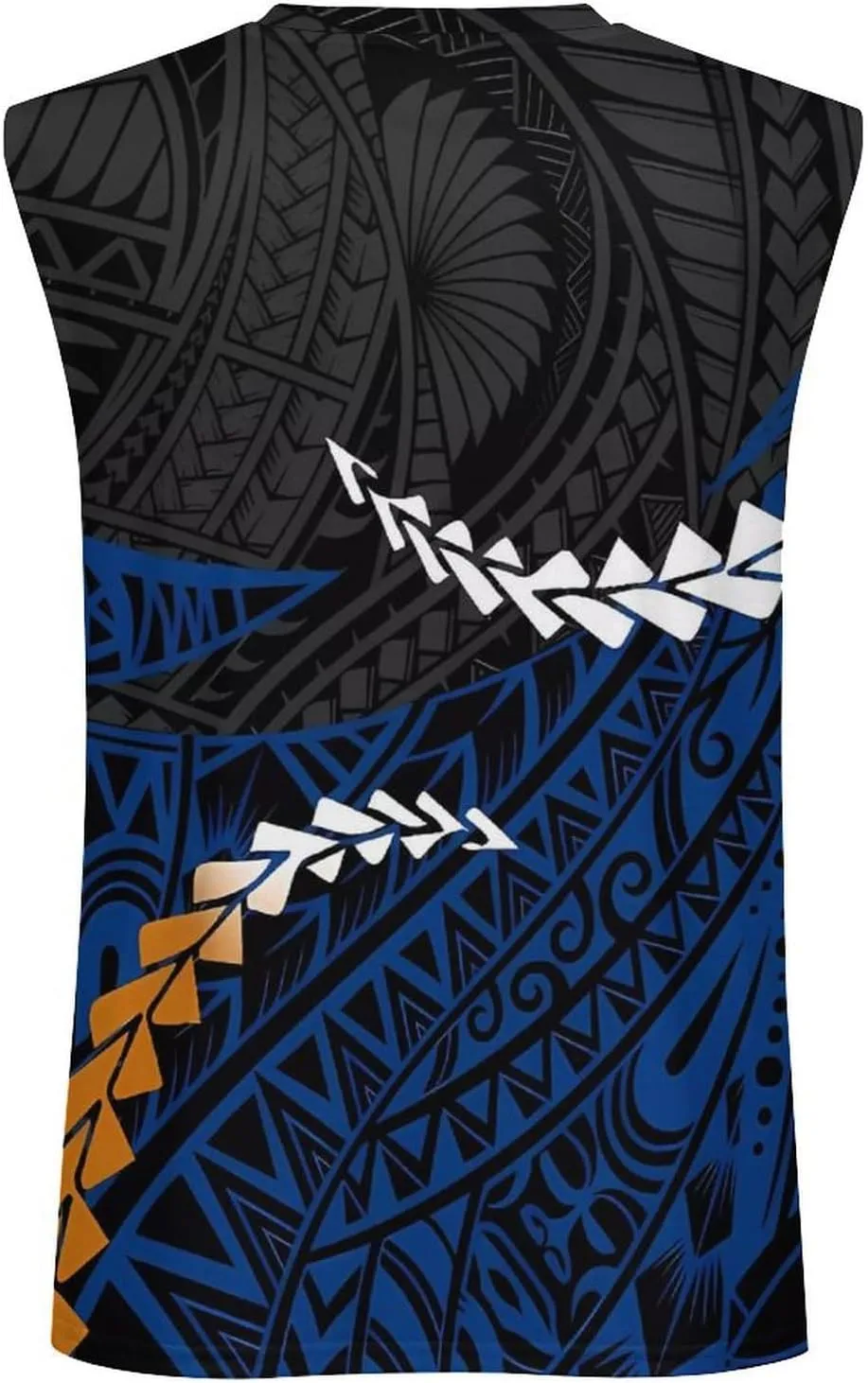 ENLACHIC Men Polynesian Tribal Tattoo Print Muscle Tank Top Sleeveless Gym Shirt Plus Size