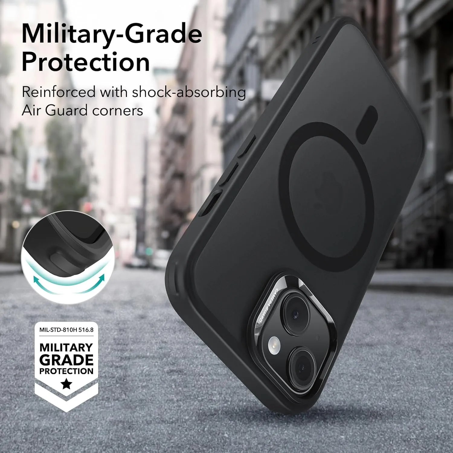ESR for iPhone 15 Plus Case, Compatible with MagSafe, Military-Grade Protection, Yellowing Resistant, Scratch-Resistant Back, Magnetic Phone Case for iPhone 15 Plus, Classic Series, Frosted Black