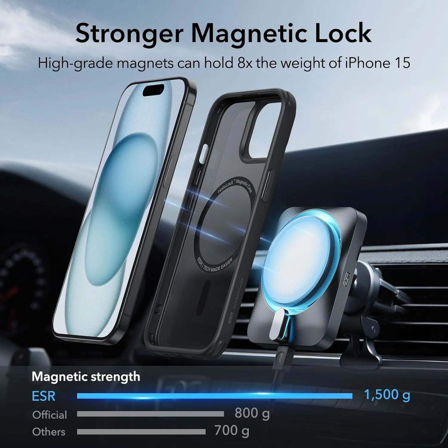 ESR for iPhone 15 Plus Case, Compatible with MagSafe, Military-Grade Protection, Yellowing Resistant, Scratch-Resistant Back, Magnetic Phone Case for iPhone 15 Plus, Classic Series, Frosted Black