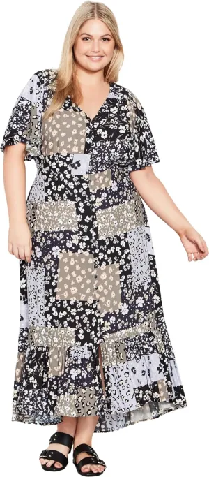 EVANS Women's Plus Size Maxi Sasha Fltr SLV