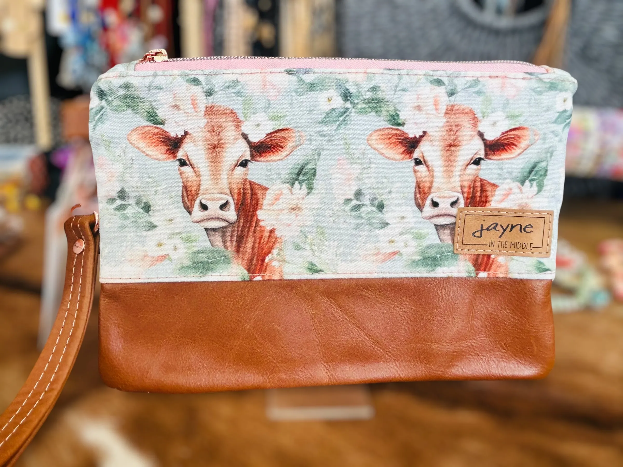 Fabric & Leather Wristlet Clutch
