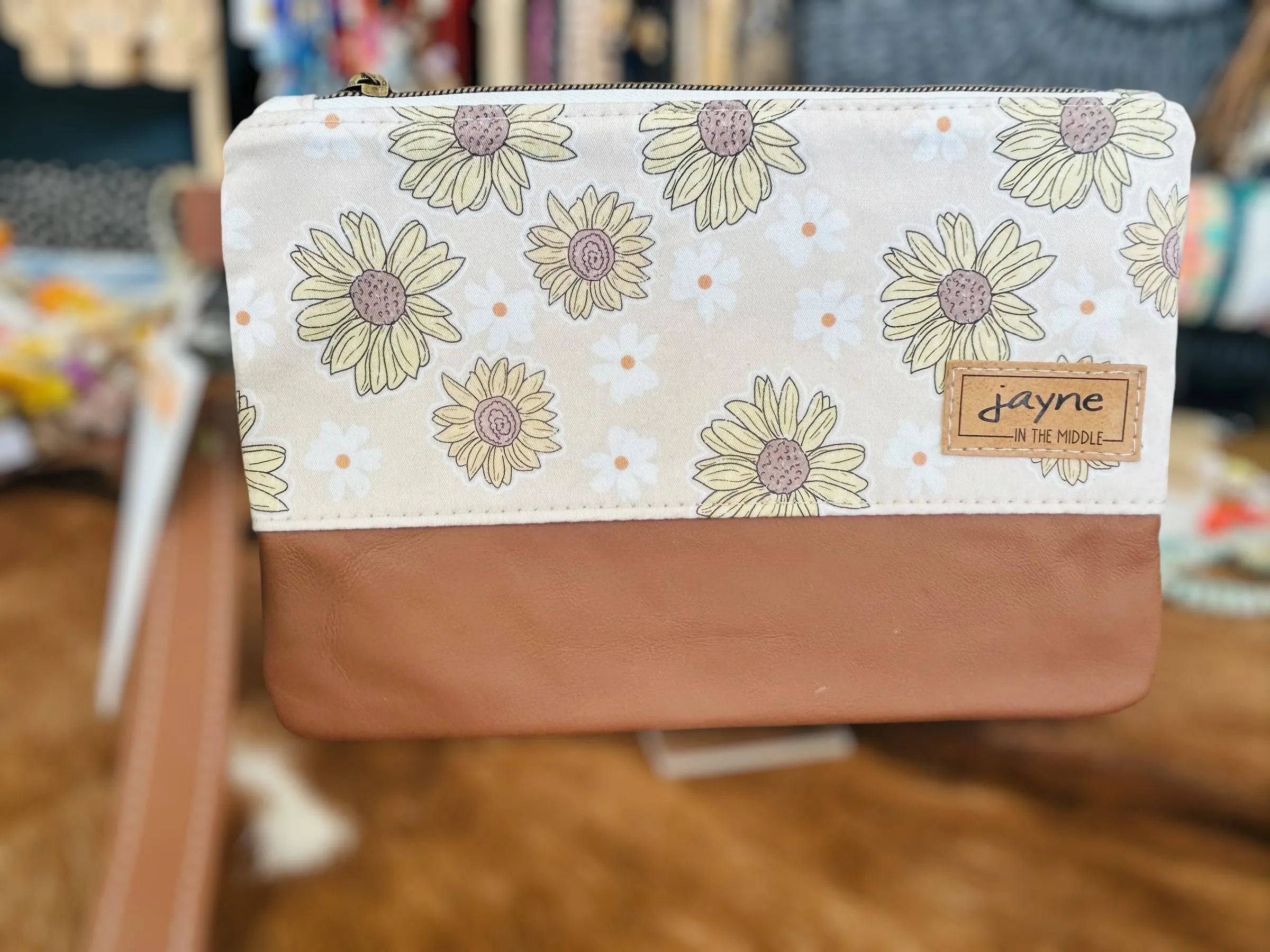 Fabric & Leather Wristlet Clutch