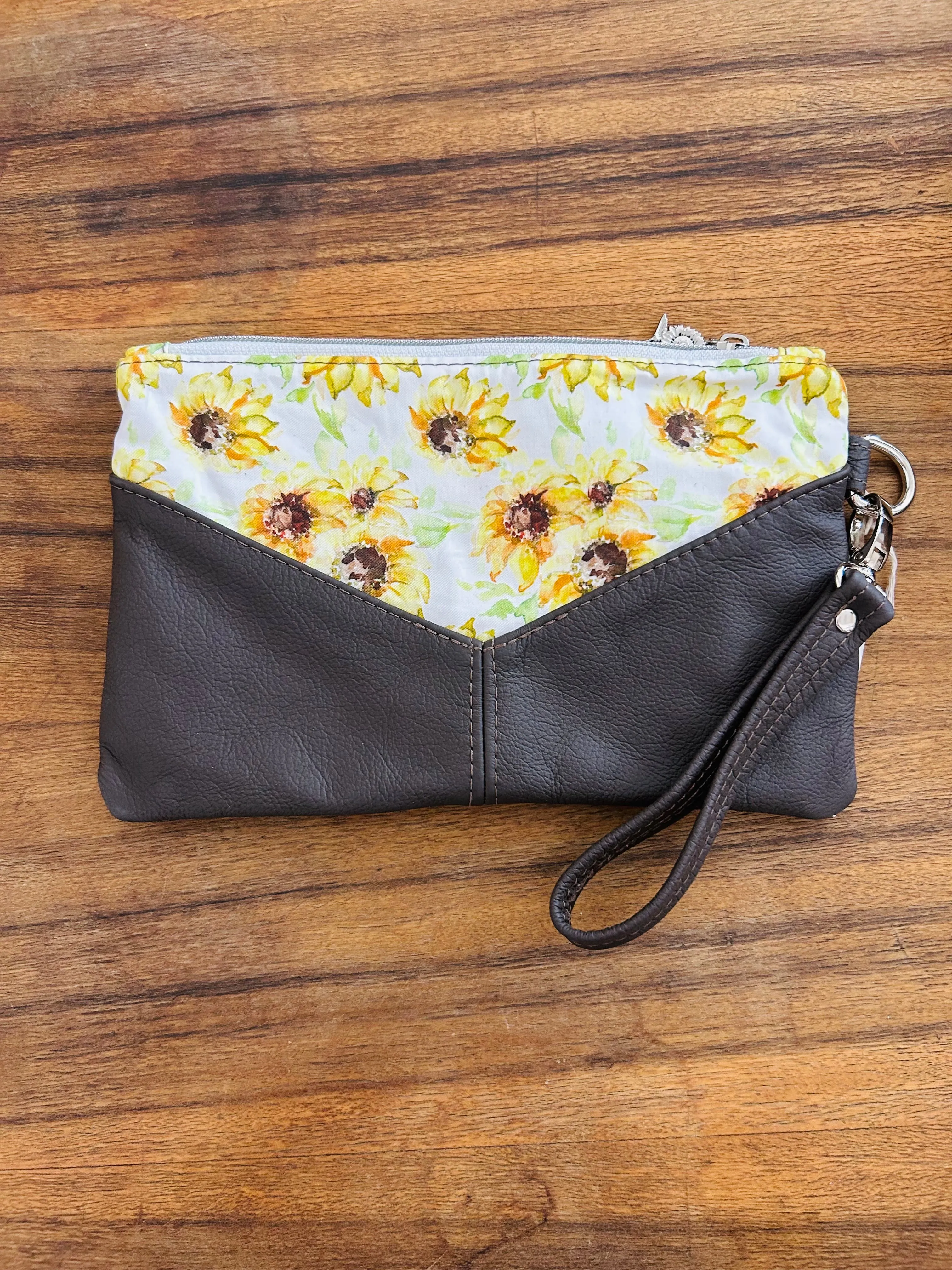 Fabric & Leather Wristlet Clutch