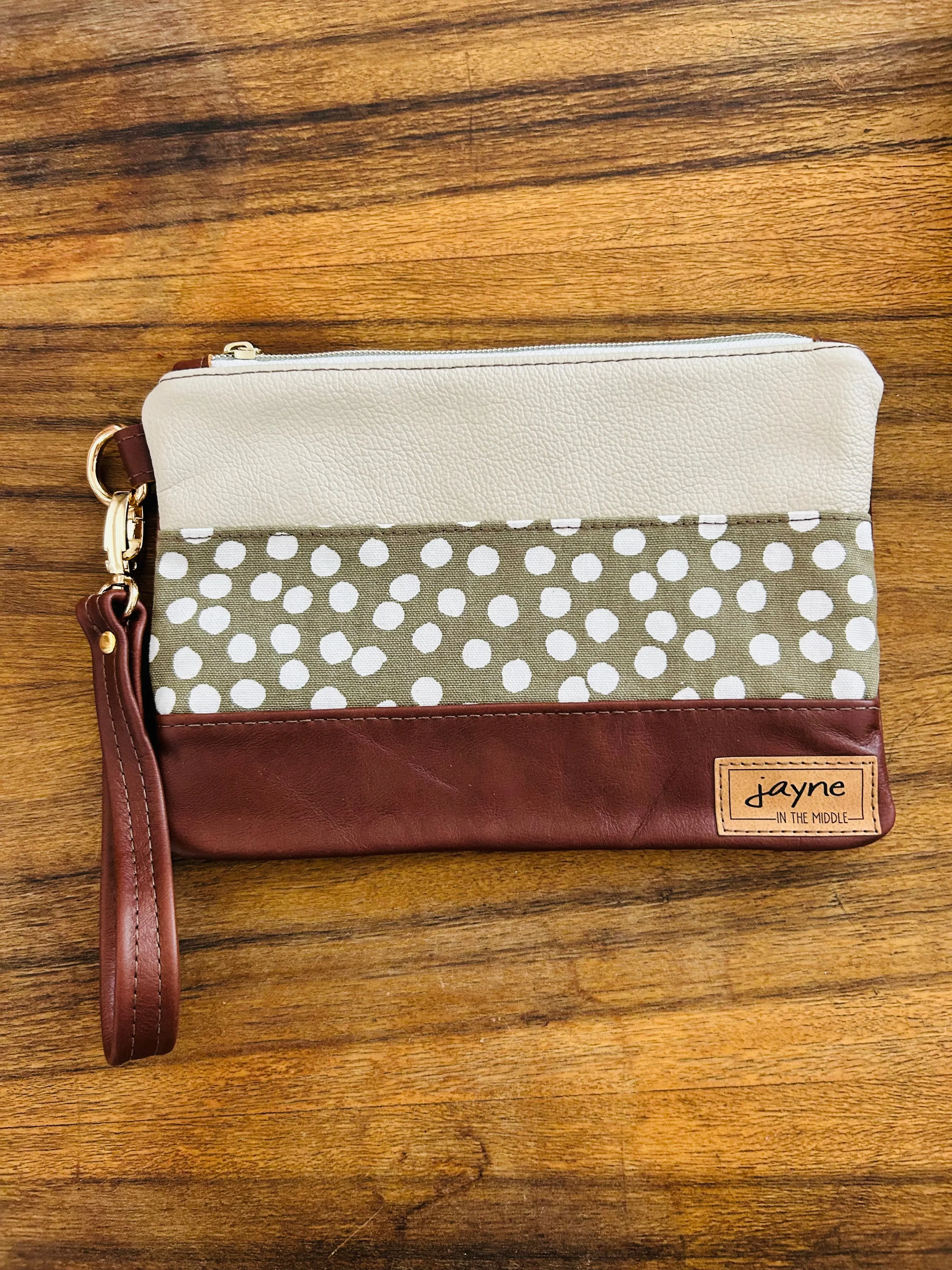Fabric & Leather Wristlet Clutch