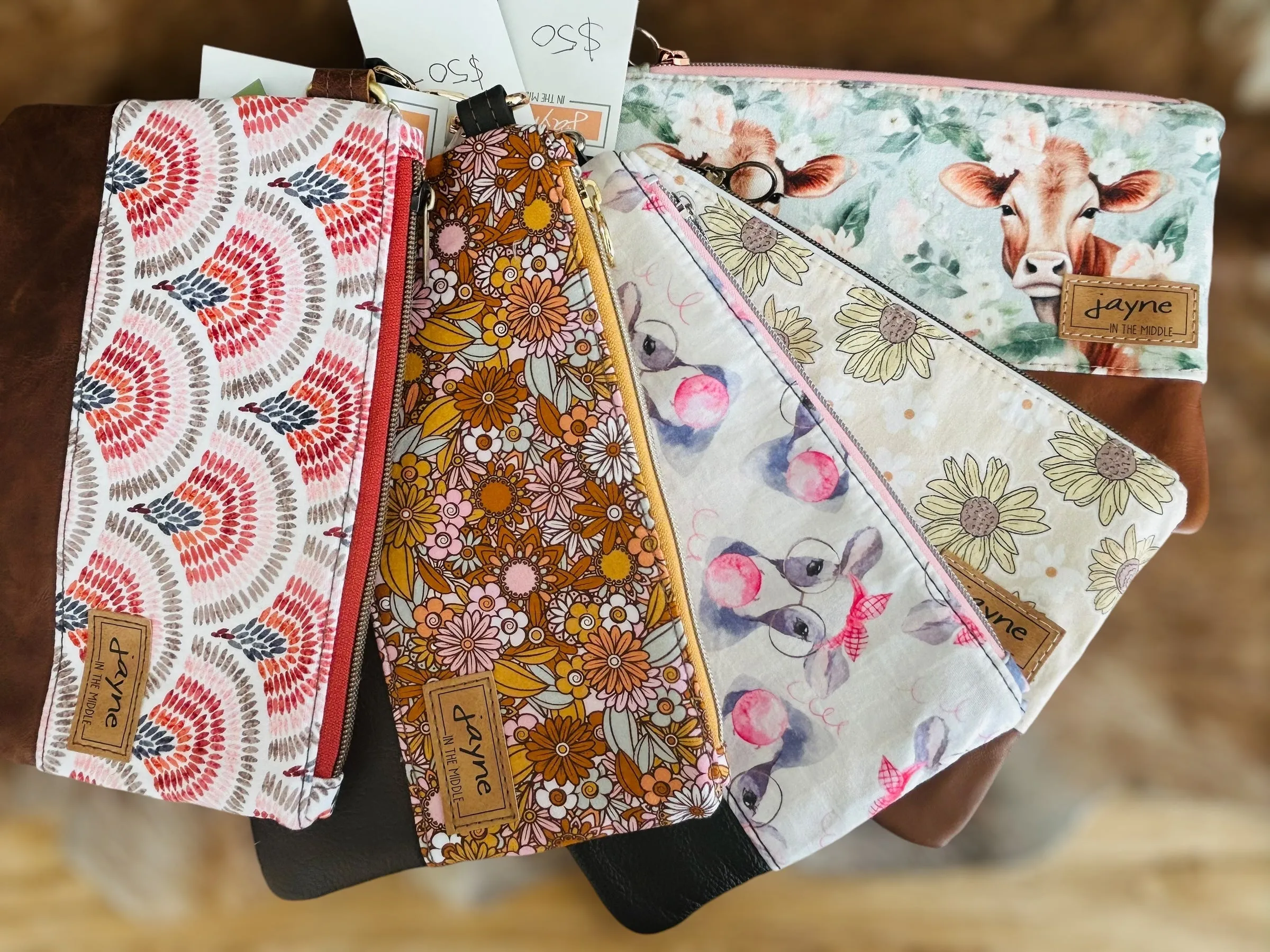 Fabric & Leather Wristlet Clutch