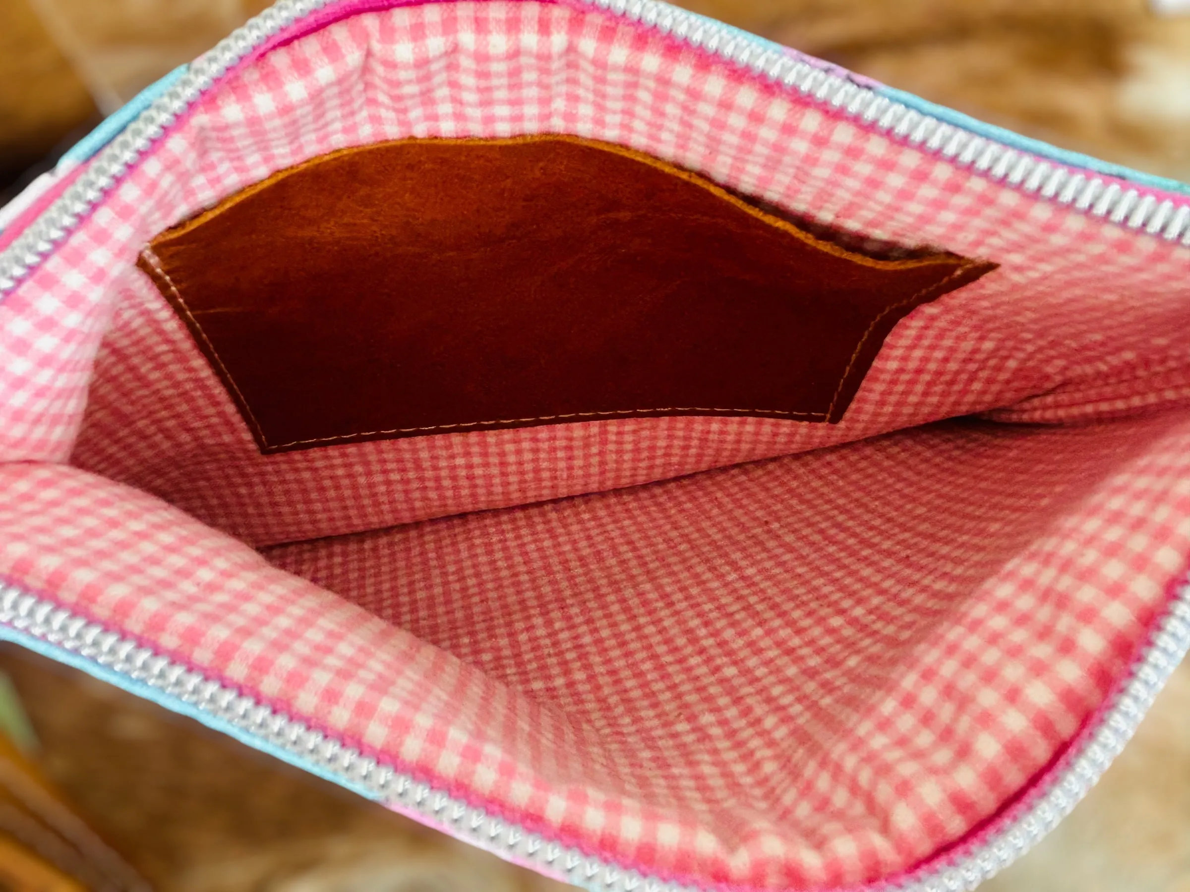 Fabric & Leather Wristlet Clutch