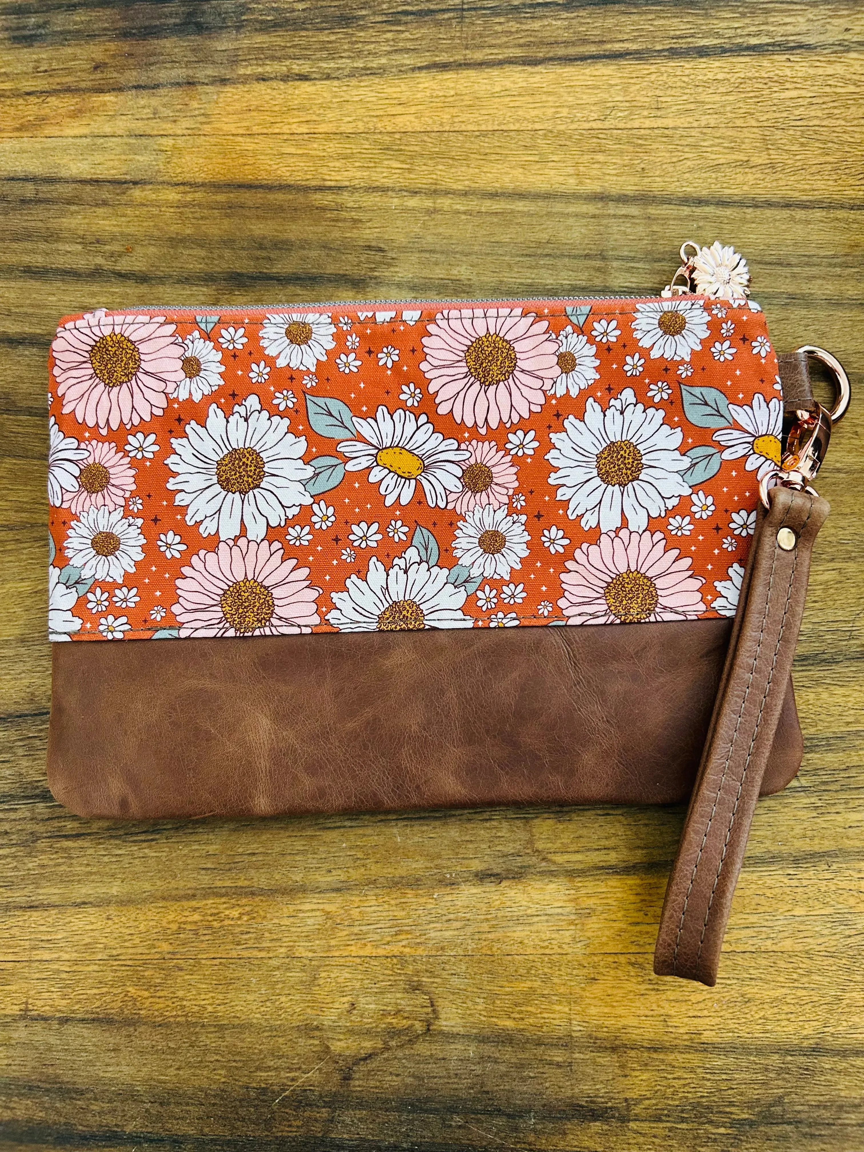 Fabric & Leather Wristlet Clutch