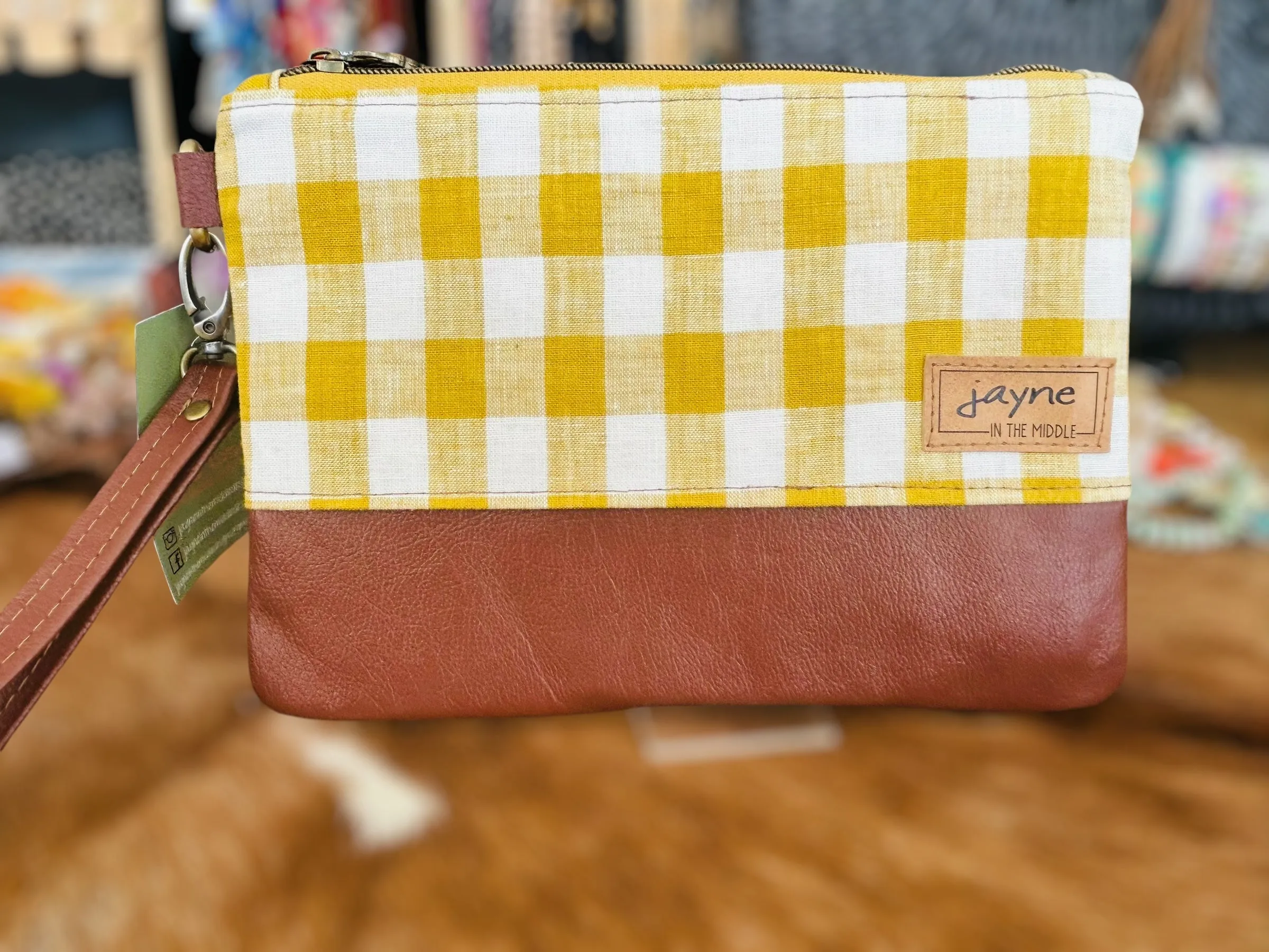 Fabric & Leather Wristlet Clutch