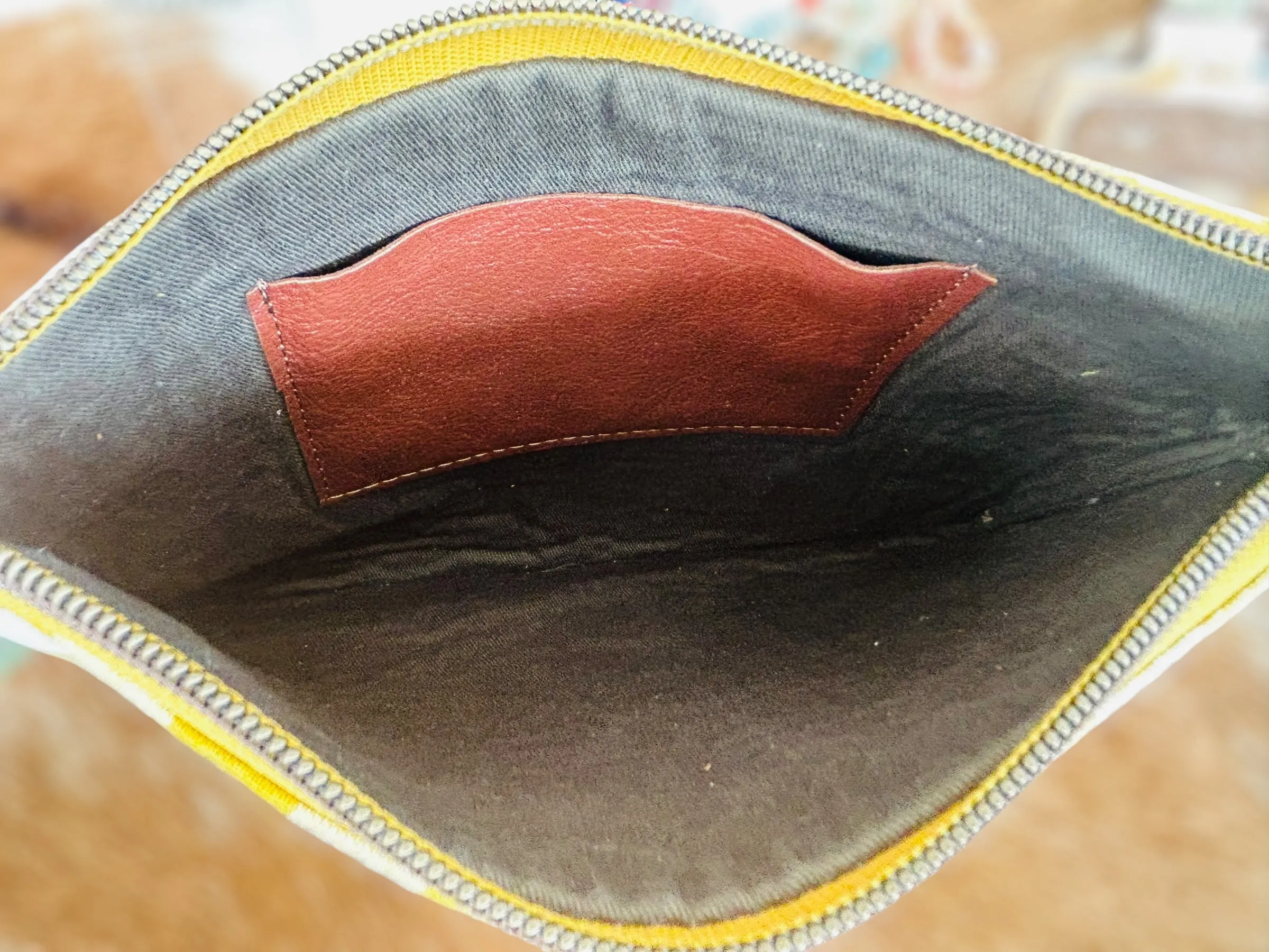 Fabric & Leather Wristlet Clutch