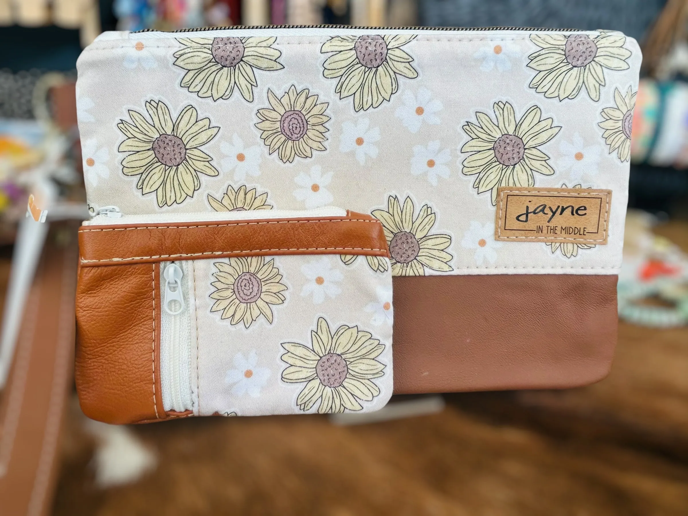 Fabric & Leather Wristlet Clutch