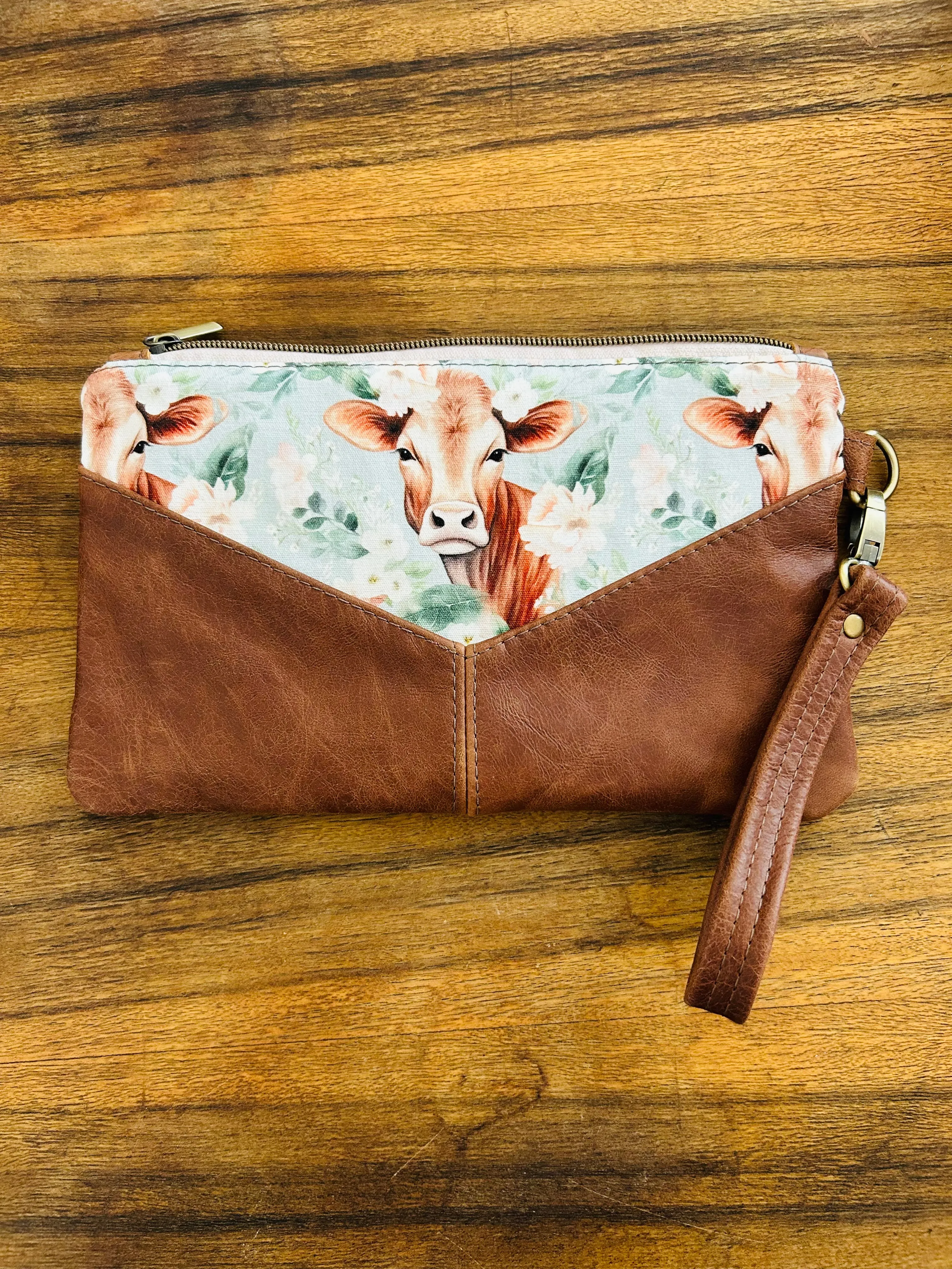 Fabric & Leather Wristlet Clutch