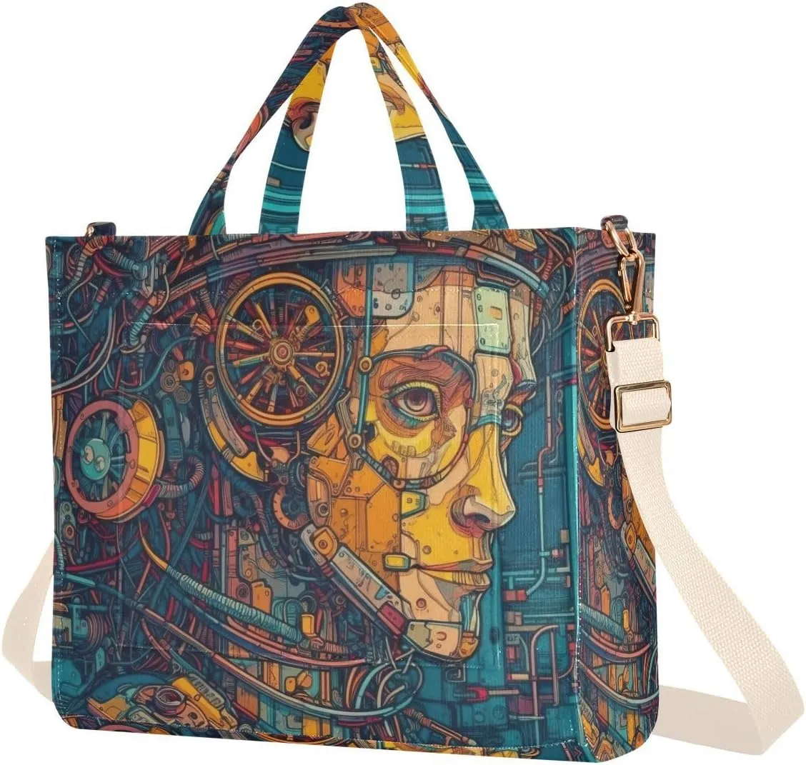 Fantasy Machine Women Corduroy Women Tote Bag, Handbag Purse with Detachable Strap Small Size