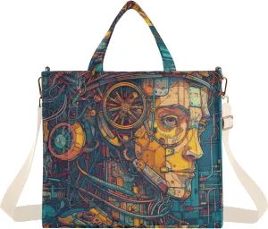 Fantasy Machine Women Corduroy Women Tote Bag, Handbag Purse with Detachable Strap Small Size