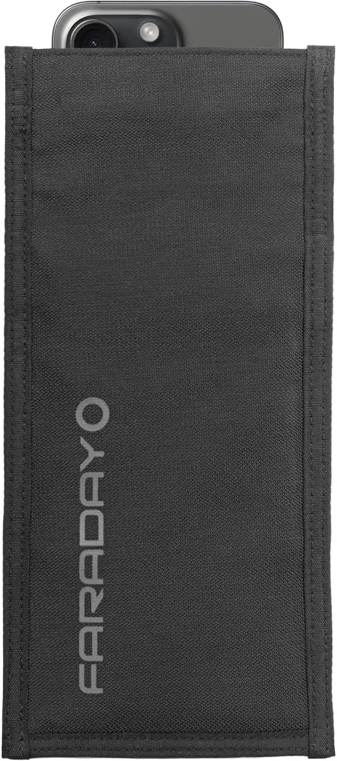 Faraday Bag Jacket Pro for Phones | Magnetic Closure, Shielding - Law Enforcement & Military, Travel & Data Security, Privacy, Anti-Tracking Anti-Hacking Black (Phone Vertical)