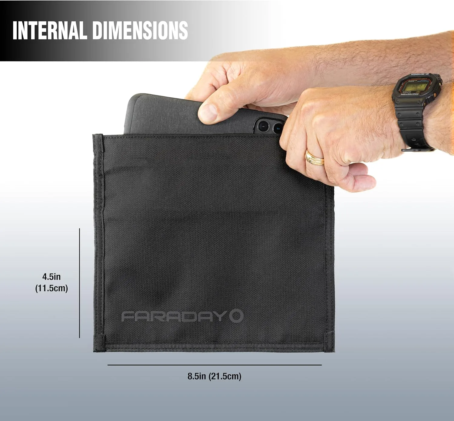 Faraday Bag Jacket Pro for Phones | Magnetic Closure, Shielding - Law Enforcement & Military, Travel & Data Security, Privacy, Anti-Tracking Anti-Hacking Black (Phone)