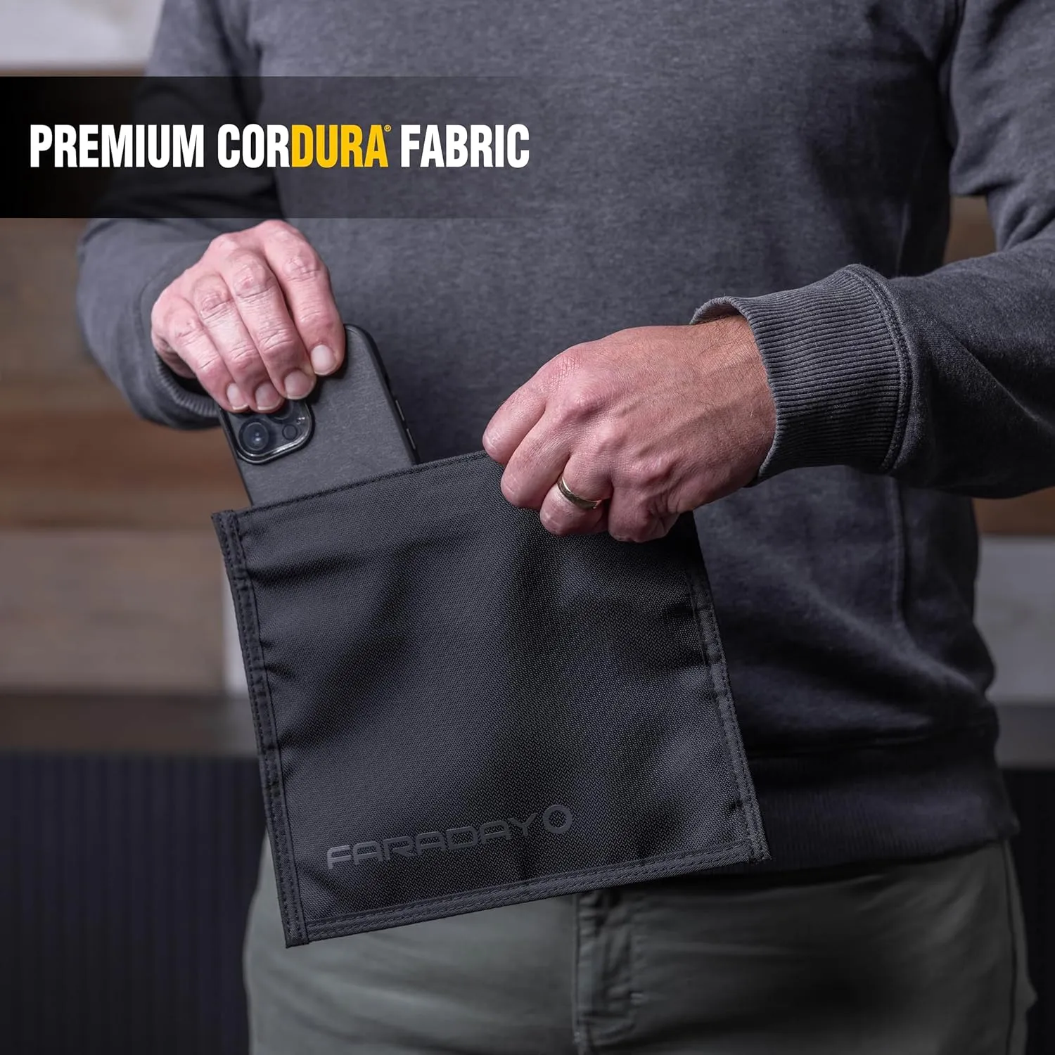 Faraday Bag Jacket Pro for Phones | Magnetic Closure, Shielding - Law Enforcement & Military, Travel & Data Security, Privacy, Anti-Tracking Anti-Hacking Black (Phone)