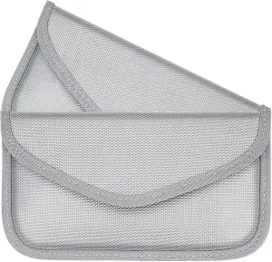 Faraday Bag,RFID Signal Blocking Bag(2 Pack) Shielding Pouch Wallet Case for Cell Phone Privacy Protection and Car Key FOB, Anti-Tracking Anti-Spying (Silver)