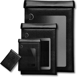Faraday Bags for Phones,4 Pack Faraday Bags for Laptop,Tablets And Car Keys, Waterproof & Fireproof Faraday Bag (2000℉), RFID Blocking Pouch Signal Blocker Bag,Faraday Key Fob Protector
