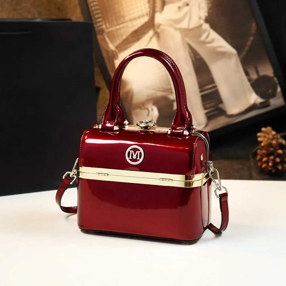 Fashion Women's Top Handle Satchel Handbags Leather Wedding Evening Party Bag Purses Small Hard Box Shoulder Bags