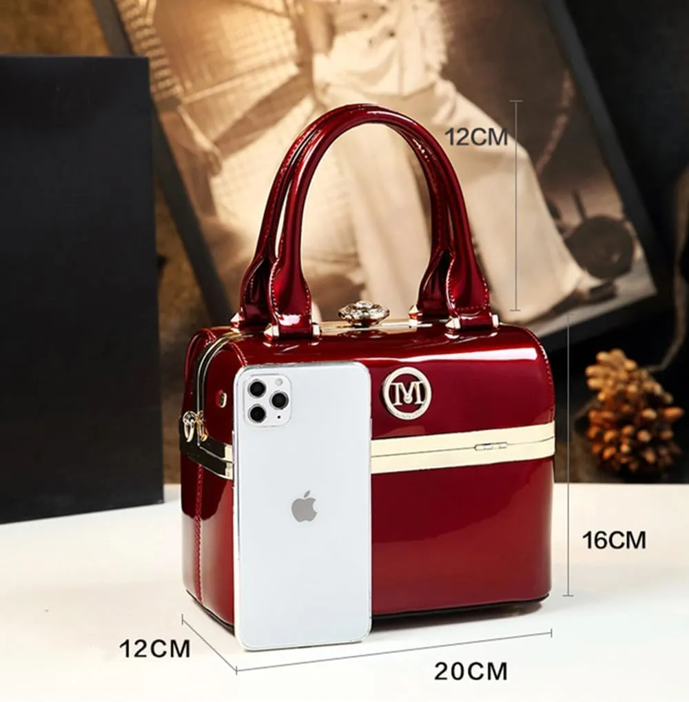 Fashion Women's Top Handle Satchel Handbags Leather Wedding Evening Party Bag Purses Small Hard Box Shoulder Bags