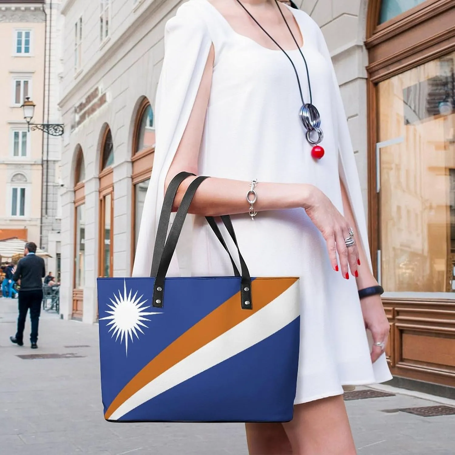 Fashionable Malta Flag Tote Handbag Women Versatile Leather Bag for Travel and Work