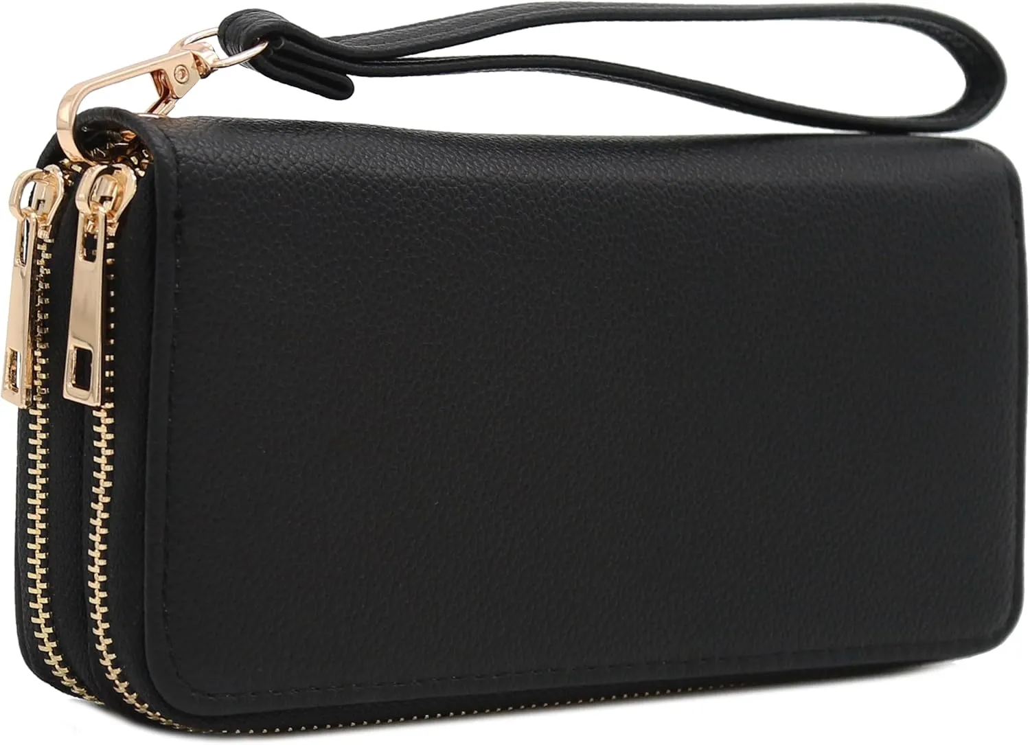 FashionPuzzle Double Zip Around PU Leather Wristlet Cell Phone Wallet