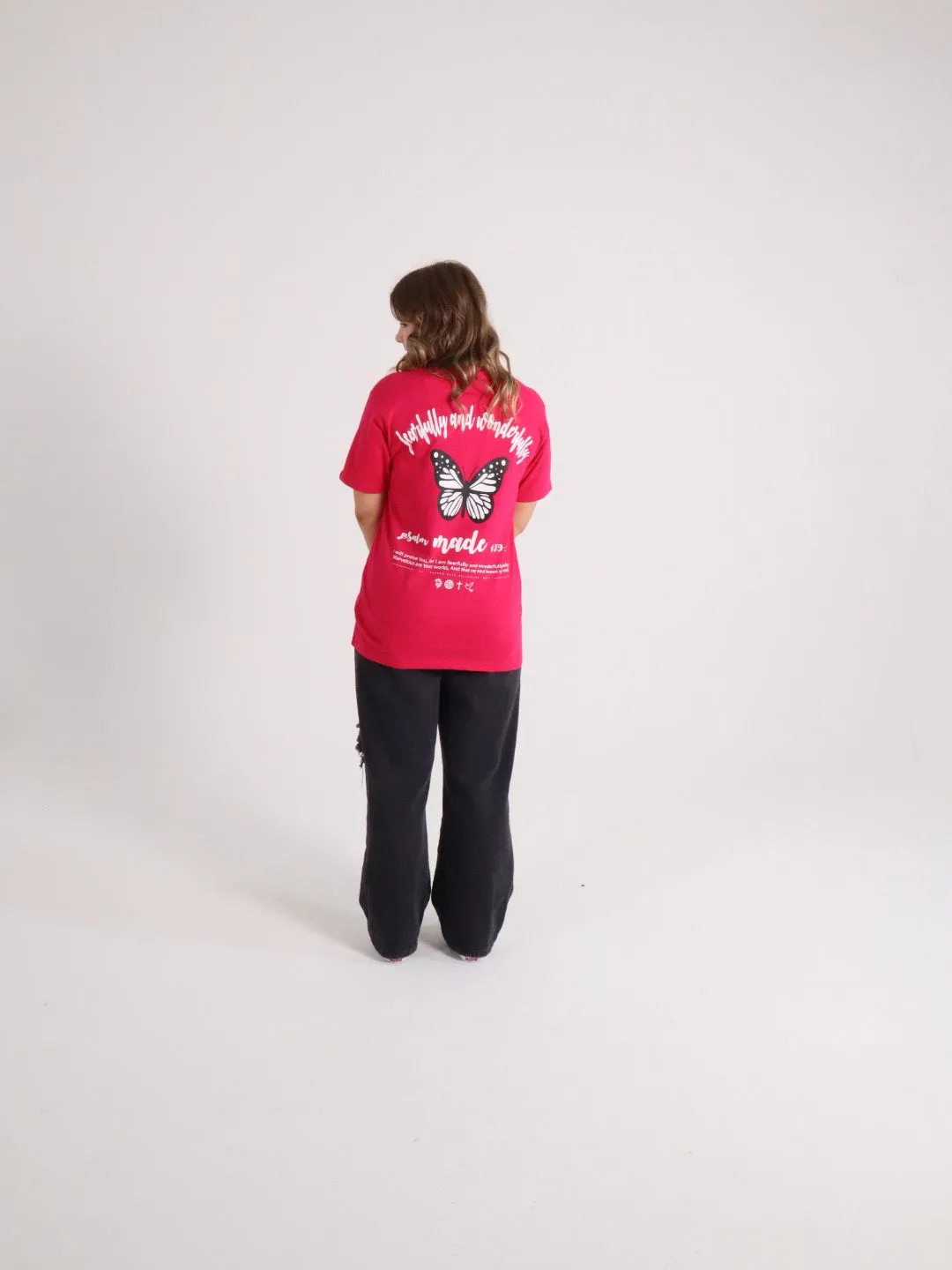 FEARFULLY   WONDERFULLY MADE TEE DARK PINK