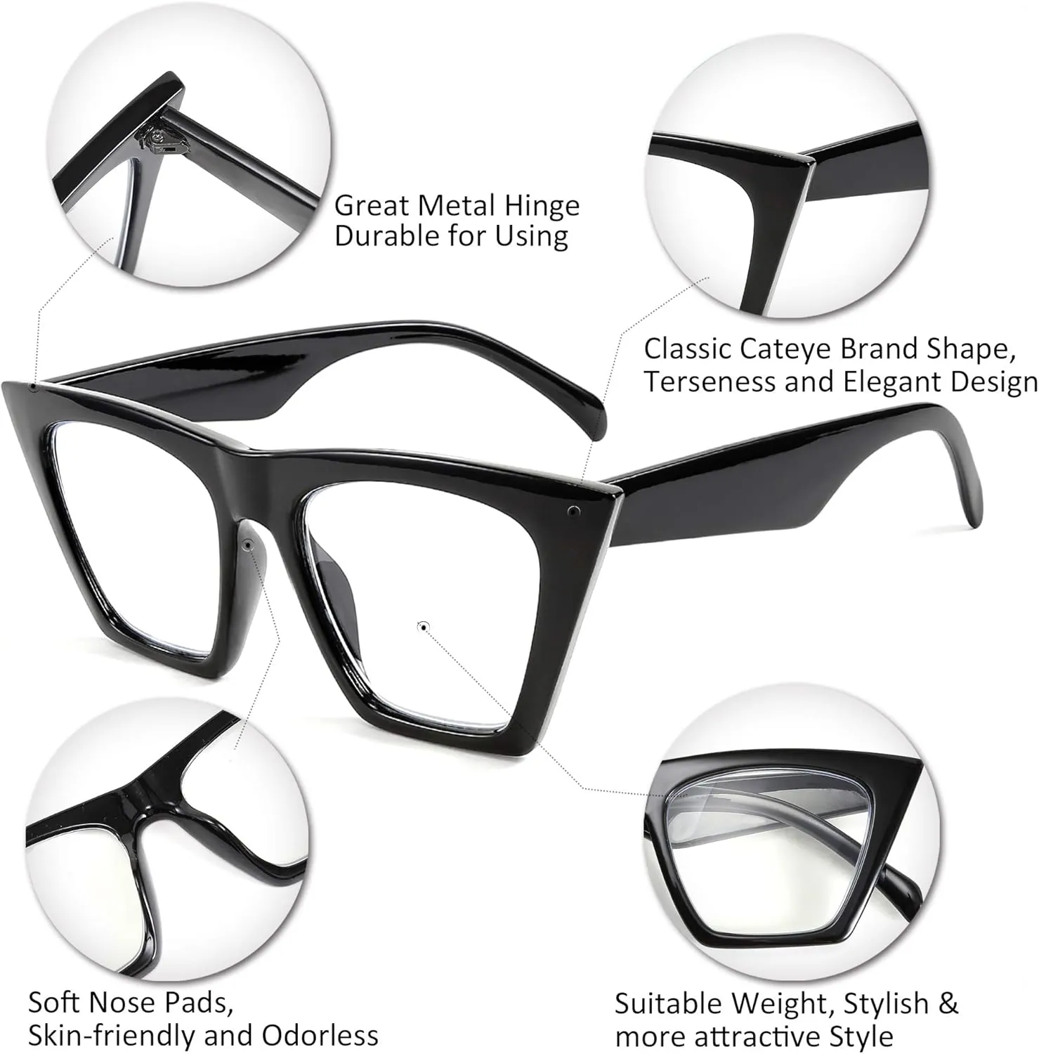 FEISEDY Square Cat Eye Reading Glasses Blue Light Blocking Women Fashion Cateye Reader Anti Glare Digital Eyestrain B2604
