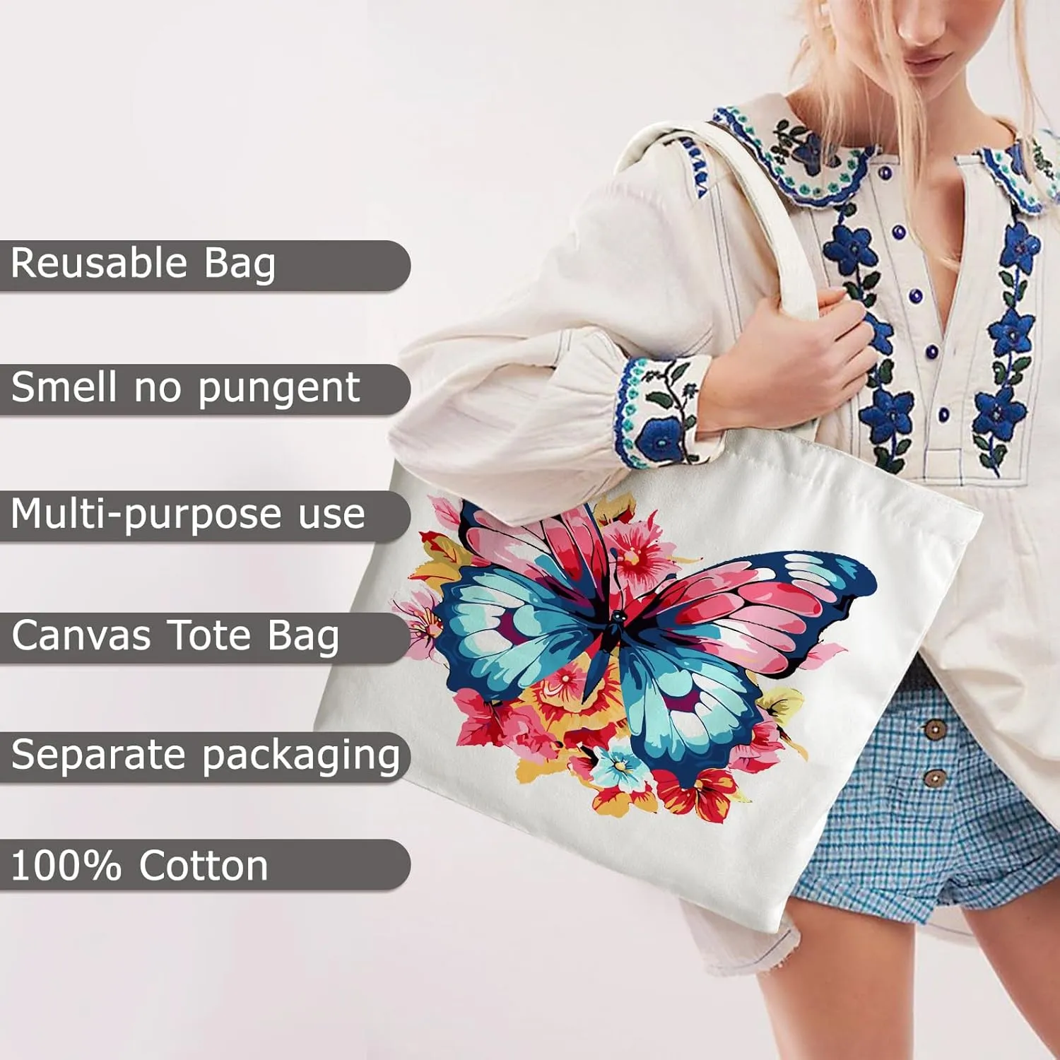 FILASLFT Butterfly Tote Bag Paint by Numbers, Paint by Numbers for Canvas Tote Bag, Travel Bag, Student Bag, Beach Bag and Shopping Bag 17.71x13.38 Inch