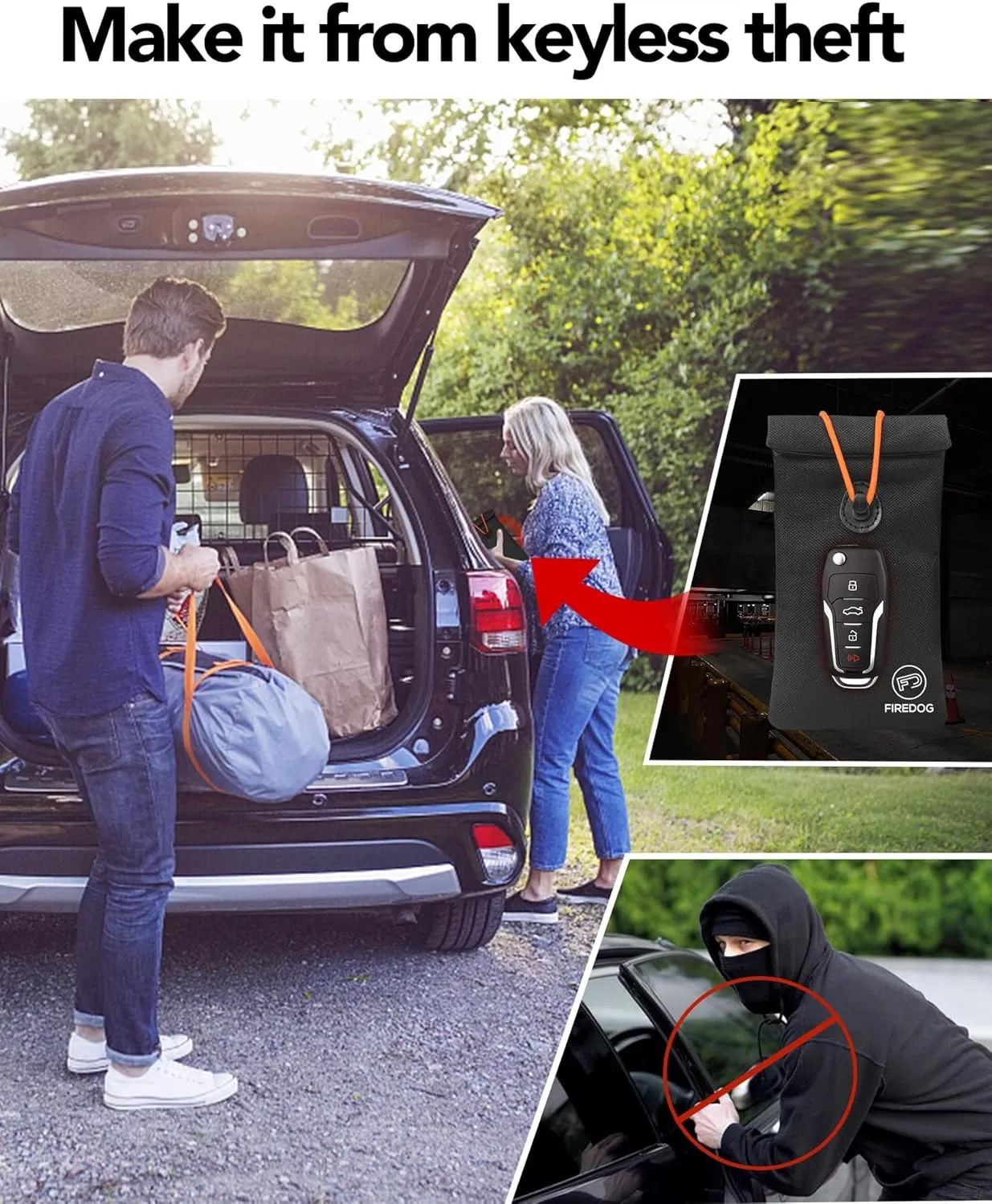 FIREDOG 2-Pack Faraday Pouch for Car Keys and Smartphone, Key Signal Blocking Bag, Anti Theft Car Protection, Cell Phone Keyless Entry Fob Signal Blocking Bag (Black)
