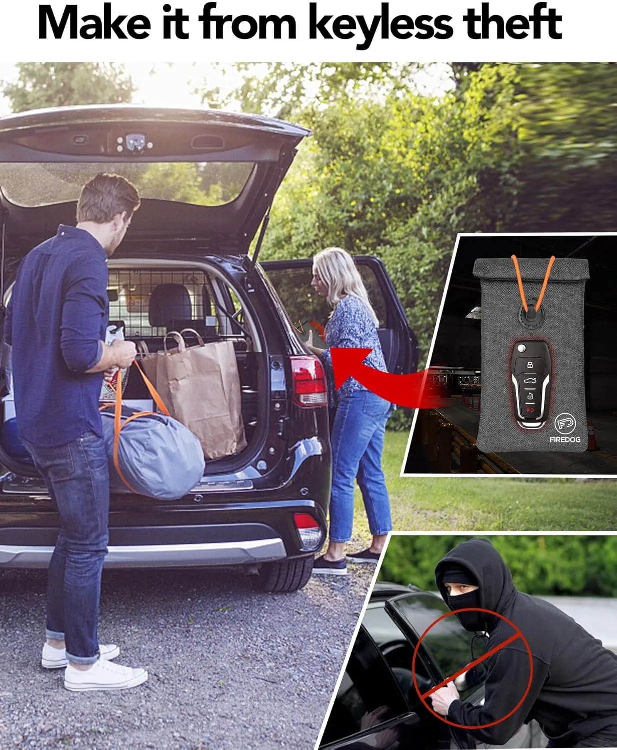 FIREDOG 2 Pack Faraday Pouch for Car Keys and Smartphone, Key Signal Blocking Bag, Anti Theft Car Protection, Keyless Entry Fob Signal Blocking Bag (Grey)