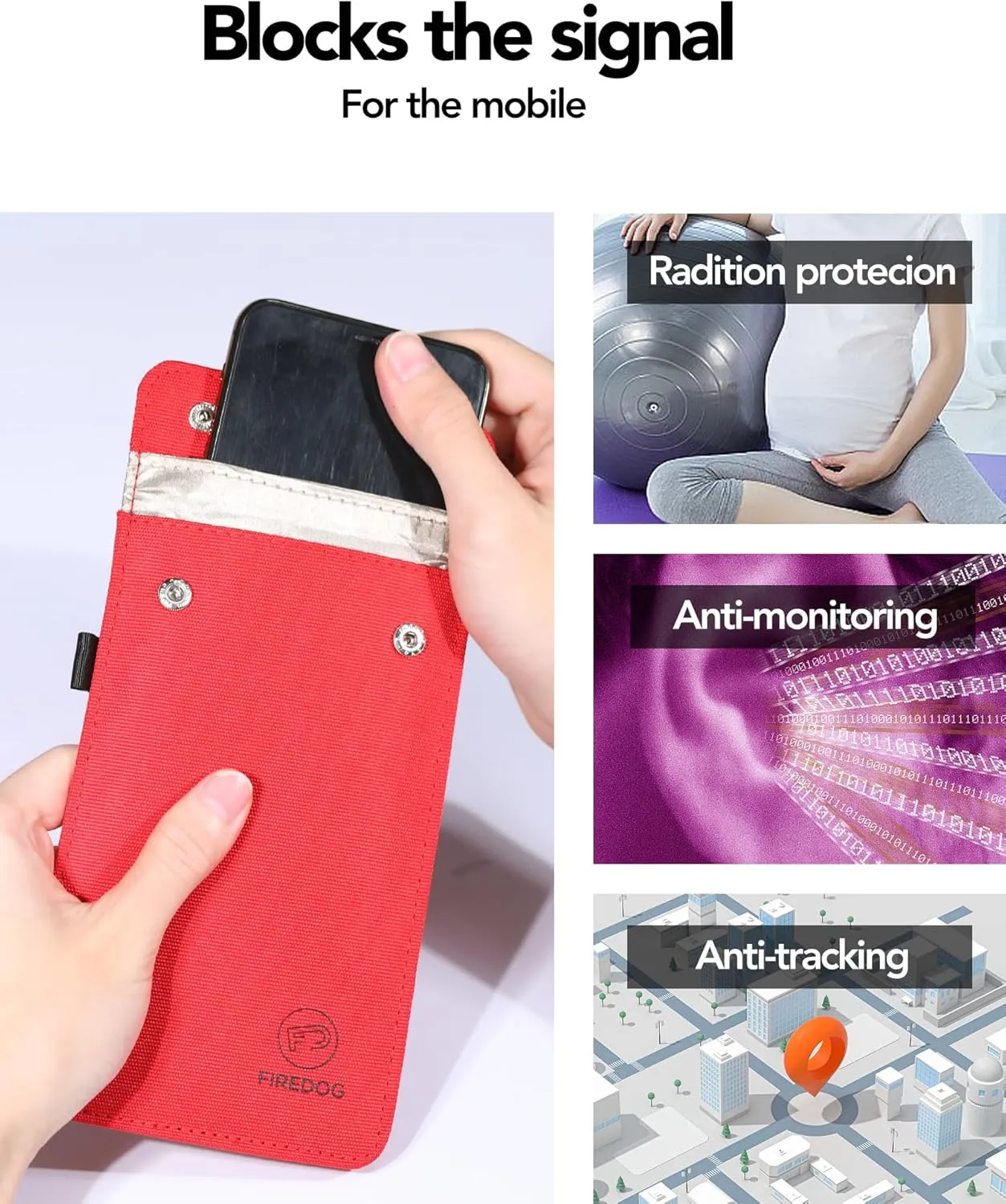 FIREDOG Faraday Key fob Protector, Faraday Bag for Car Keys and Cell Phone WiFi/GSM/LTE/NFC/RFID/Keyless Entry Fob Signal Blocking Pouch(Red)
