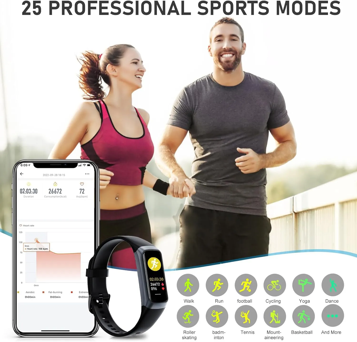 Fitness Tracker with Heart Rate, Blood Pressure, Sleep Tracking, Calorie Tracking, Activity Tracker with 1.1" AMOLED Color Screen, Waterproof Step Tracker for Android iPhones Women Men