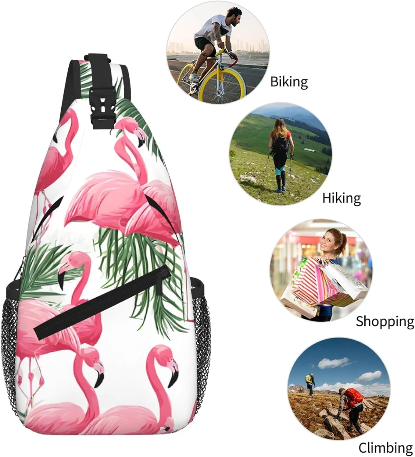 Flamingo Flowers Print Cross Chest Bag Diagonally For Short-Distance Travel And Daily Use