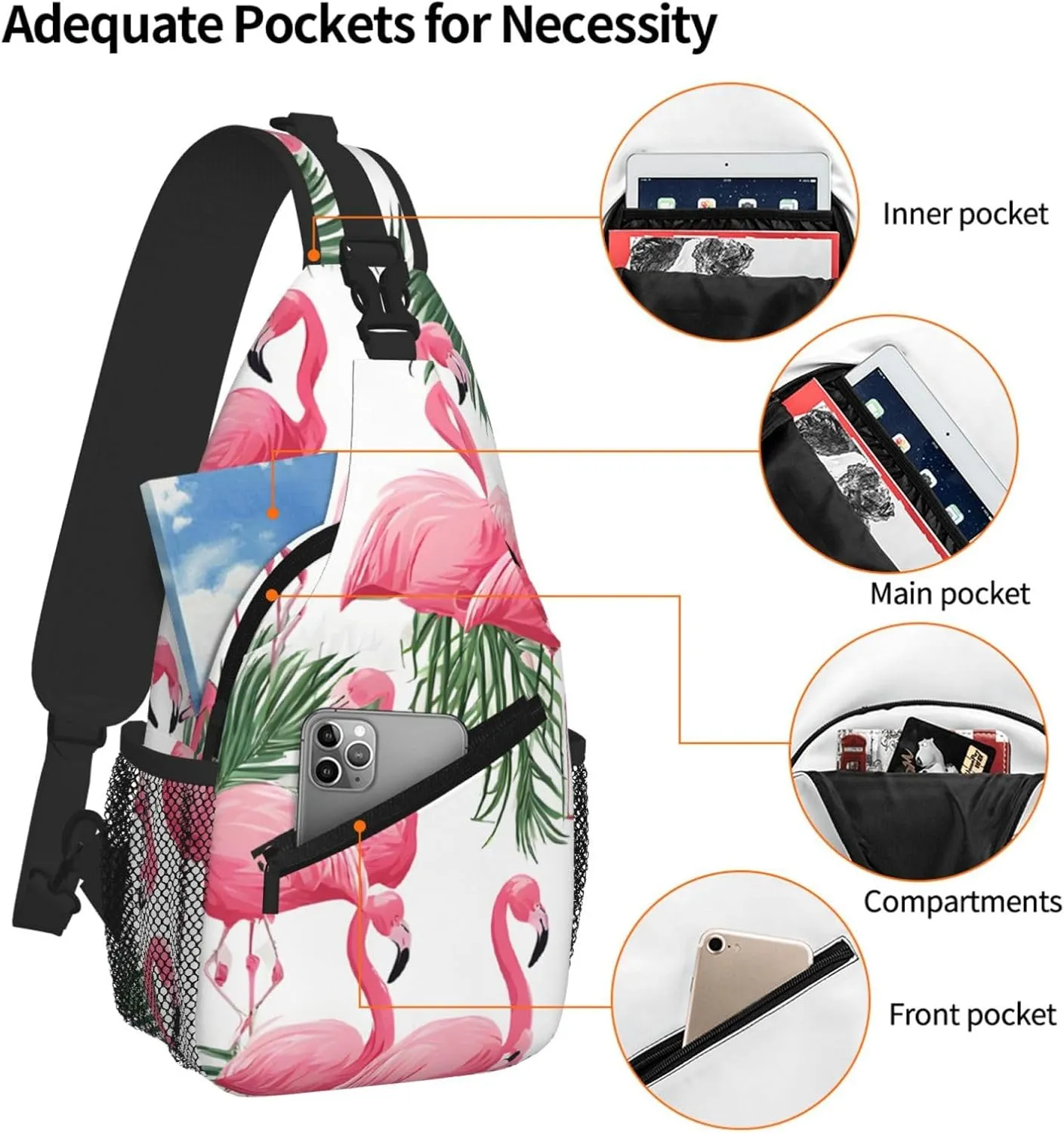 Flamingo Flowers Print Cross Chest Bag Diagonally For Short-Distance Travel And Daily Use