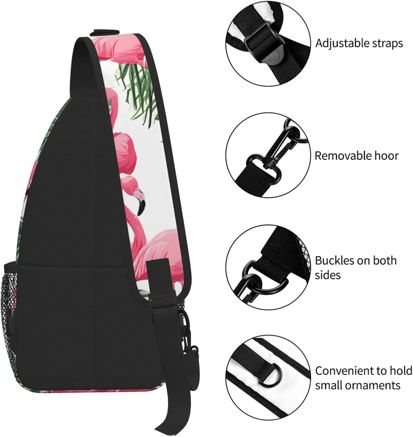 Flamingo Flowers Print Cross Chest Bag Diagonally For Short-Distance Travel And Daily Use